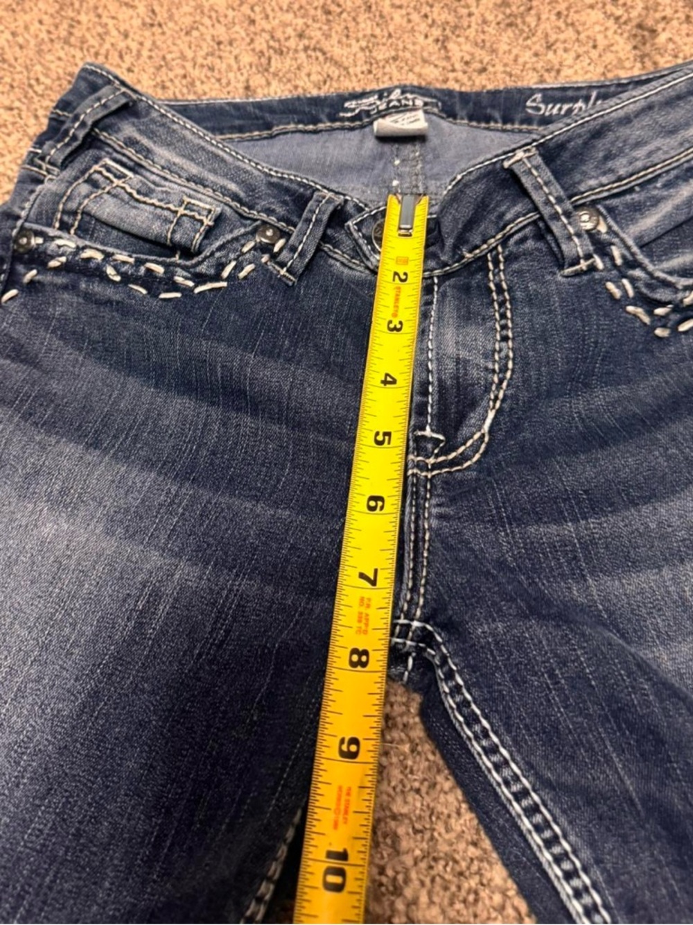 ❌SOLD❌ Silver Vintage Y2K low Rise Jeans *SHORT LENGTH* - Picture 7 of 7